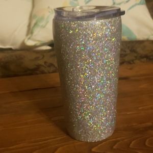 Holographic silver glitter 16 oz tumbler